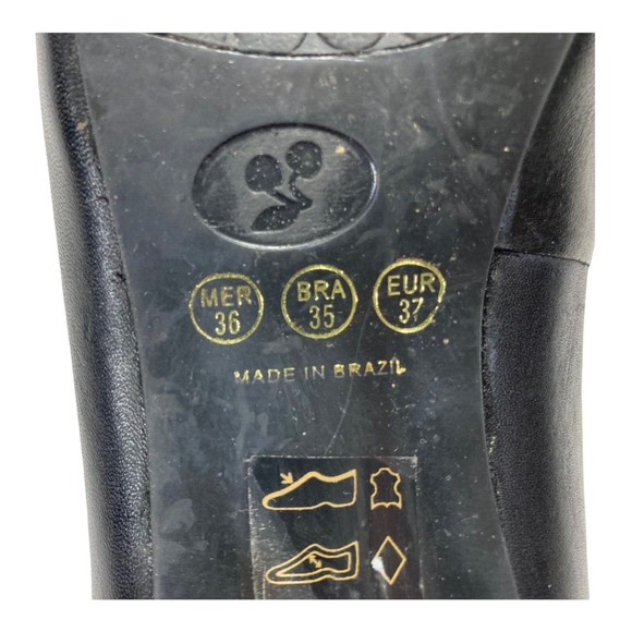 Manoli Heels Black Leather Peep Toe Platform Pumps Women's 6.5M Made in Brazil - Picture 8 of 8